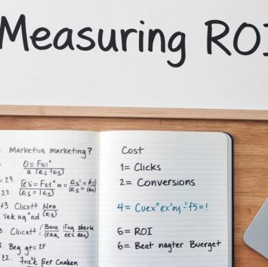Infographic showing key metrics to measure ROI of paid advertising including cost per click, conversions, ROAS, and customer acquisition cost